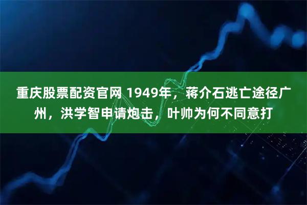 重庆股票配资官网 1949年，蒋介石逃亡途径广州，洪学智申请炮击，叶帅为何不同意打